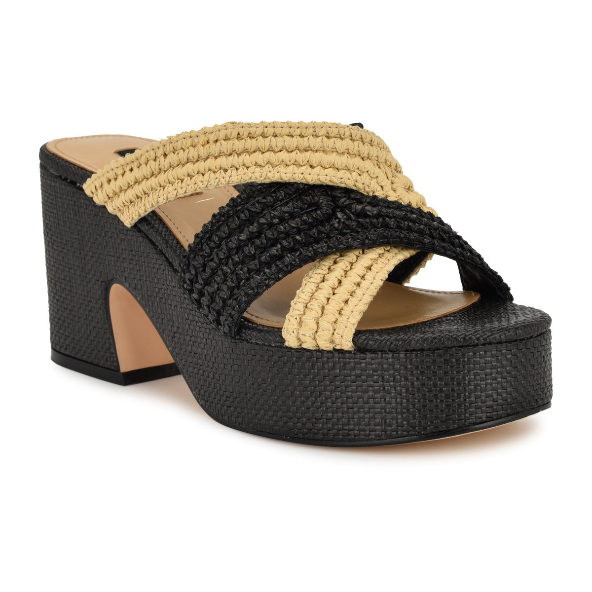 Nine West BEMAY2 BLACK/QY CROSS WOVEN PT PR