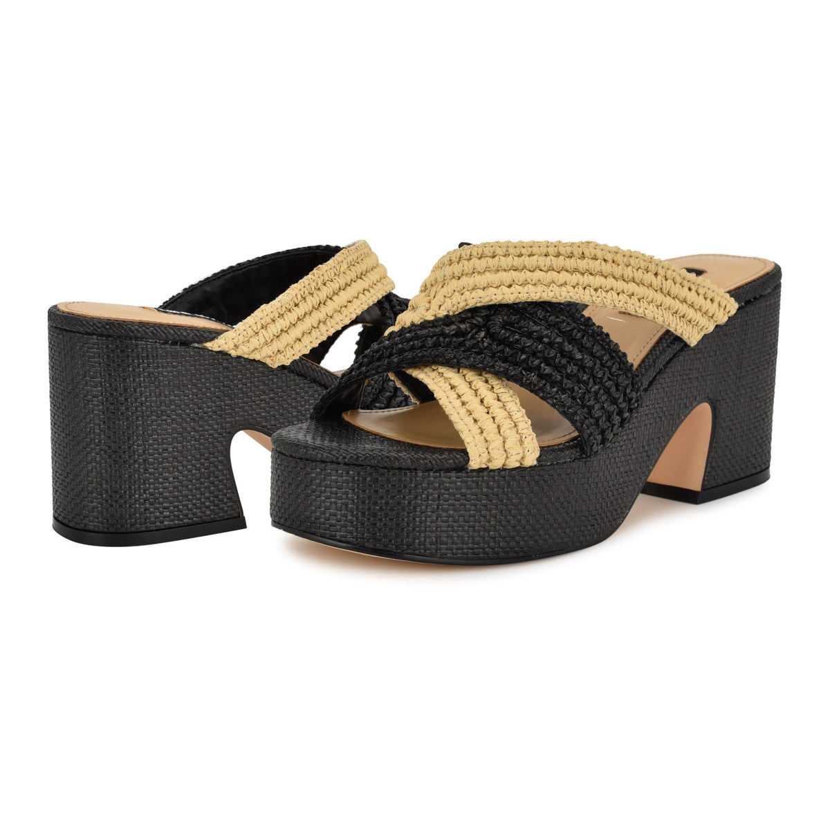 Nine West BEMAY2 BLACK/QY CROSS WOVEN PT PR