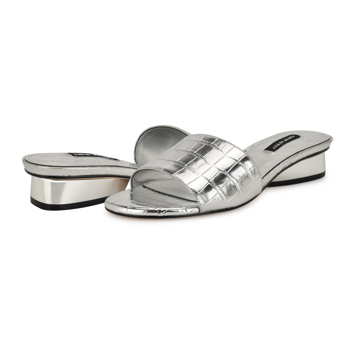 Nine West KIMMS3 SILVER/YS METALLIC PATENT CROC