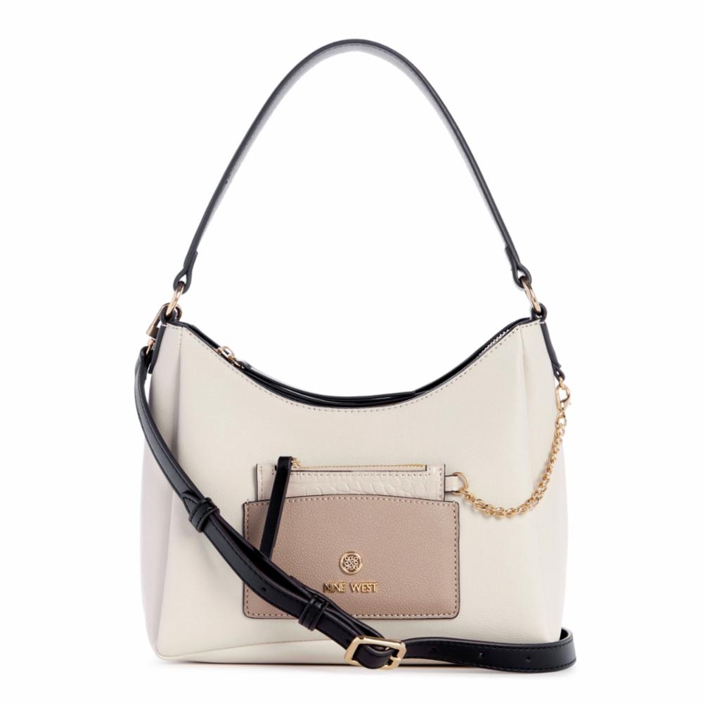 Nine West Handbags MAVERICK TOP ZIP SHOULDER BAG MILK MULTI