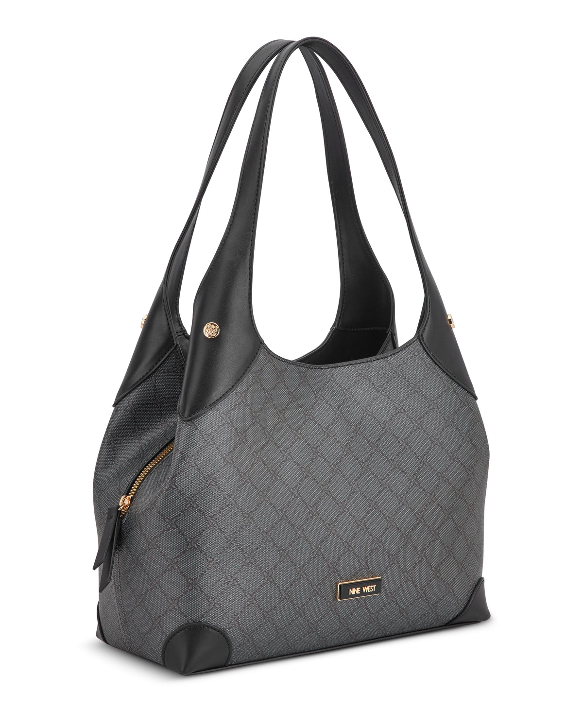 Nine West Handbags EAMON 3 COMP SHOULDER BAG ONYX LOGO