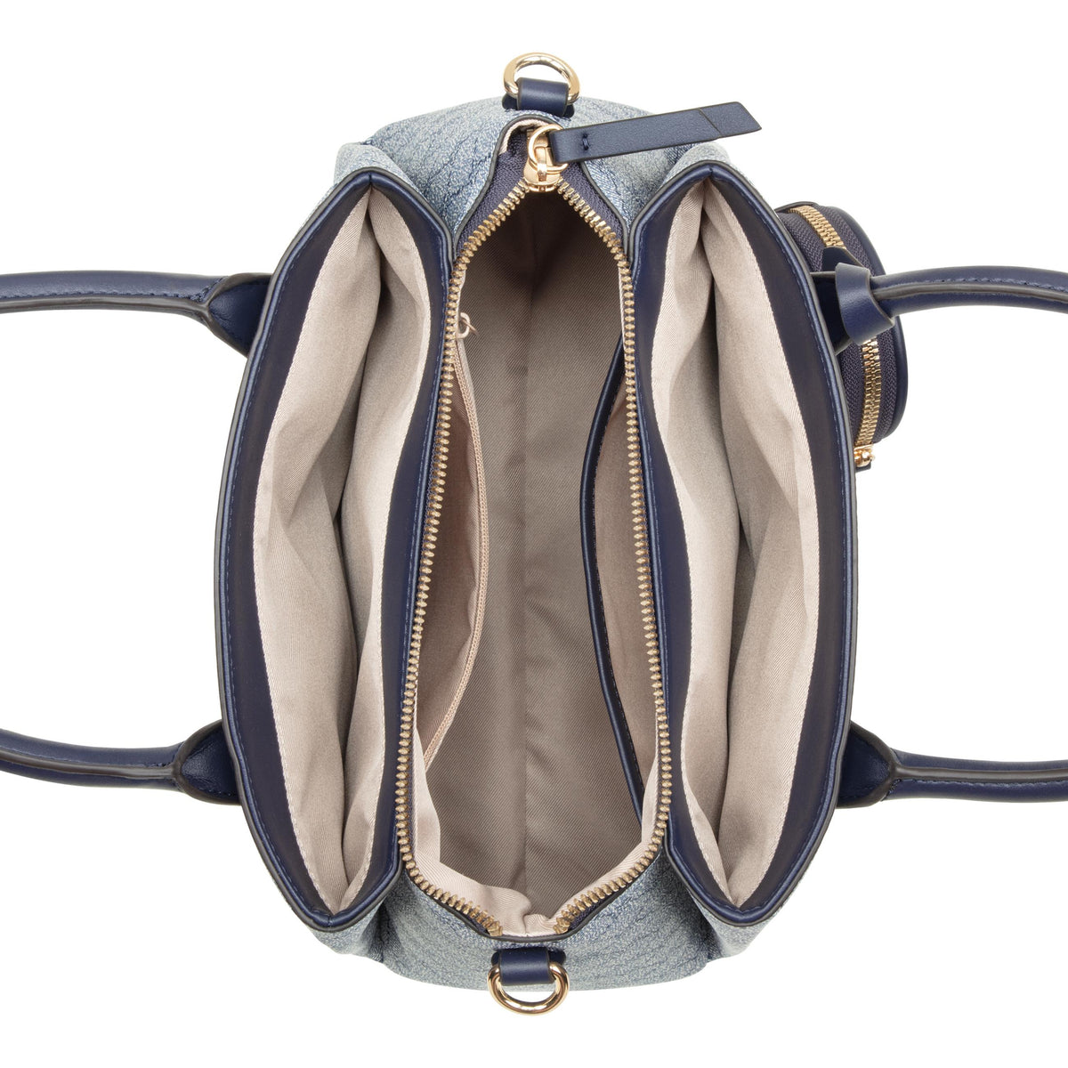 Nine West Handbags MARY SATCHEL CHAMBRAY LOGO/NAVY