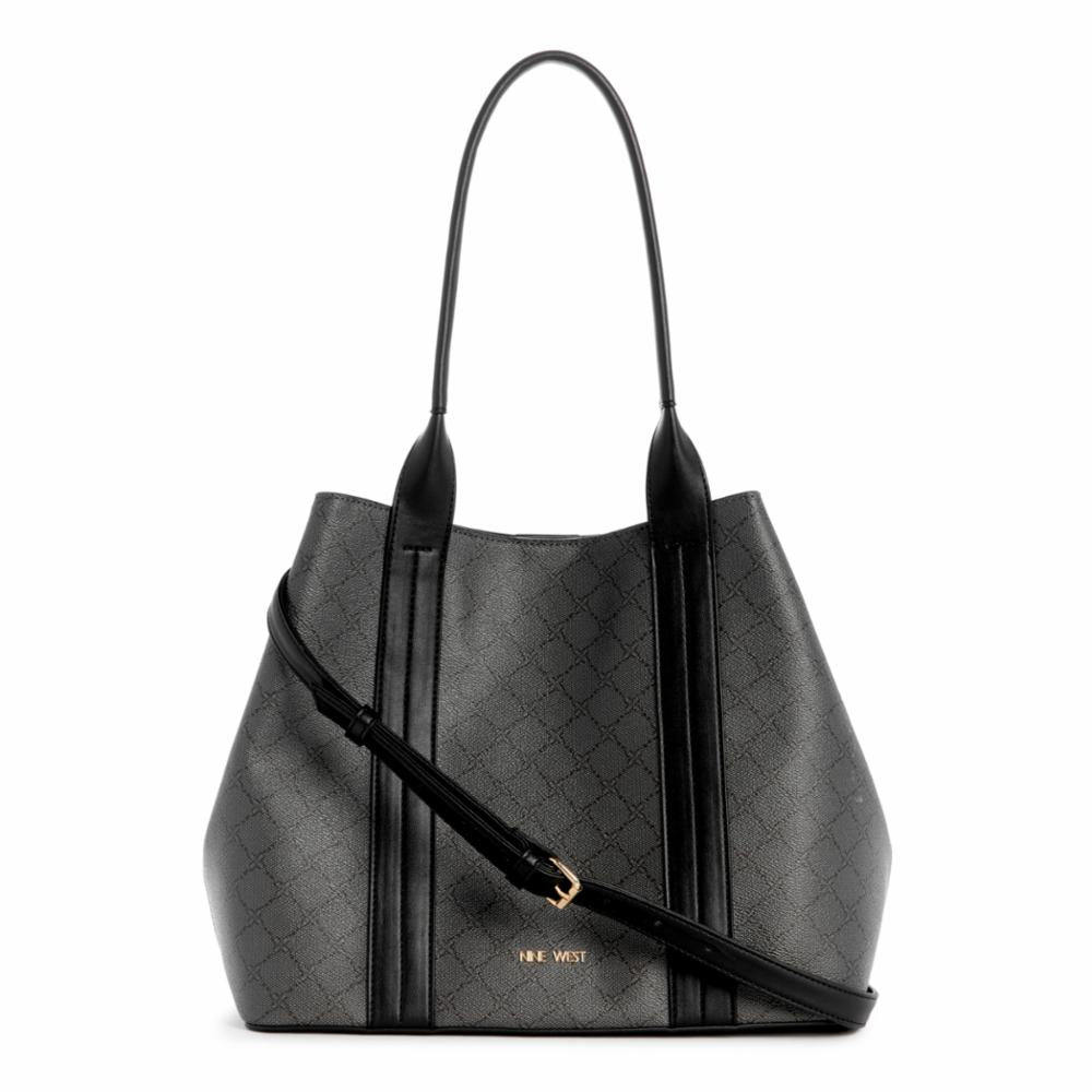 Nine West Handbags KYNDALL TRAP TOTE W/ POUCH ONYX LOGO