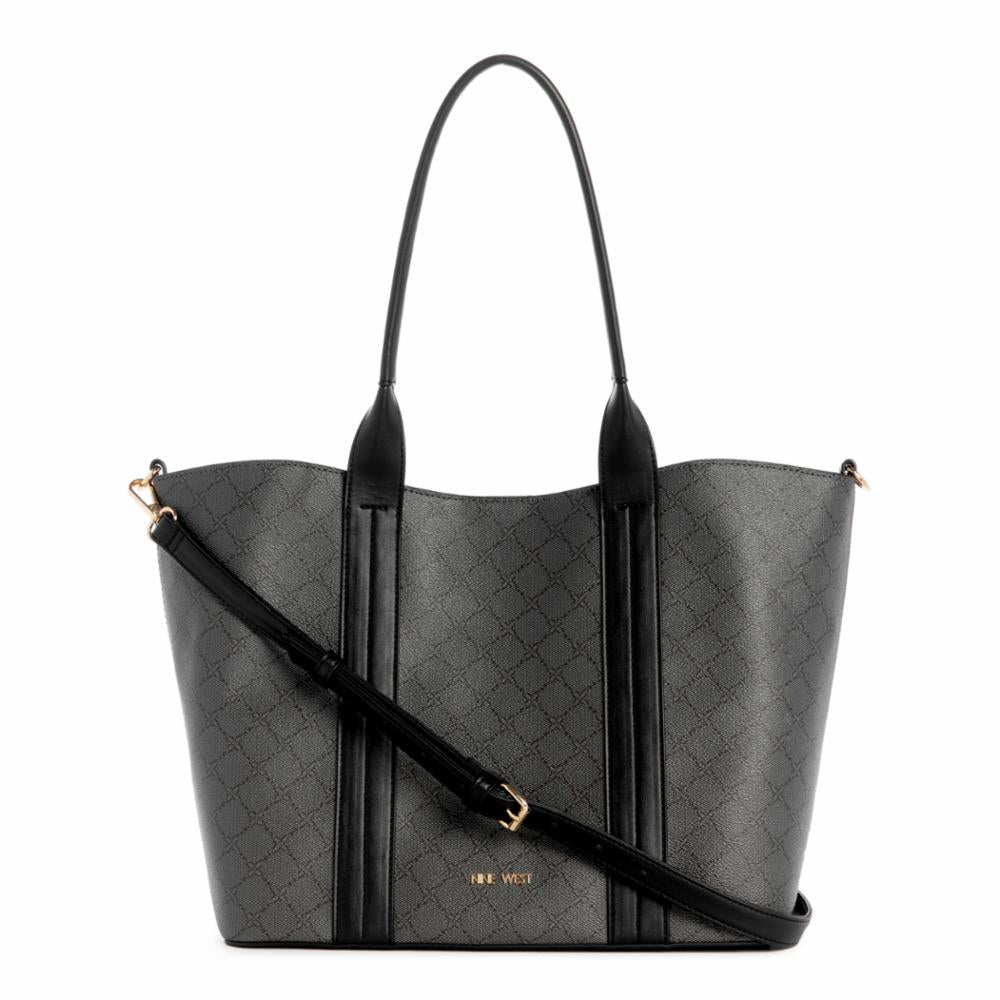 Nine West Handbags KYNDALL TRAP TOTE W/ POUCH ONYX LOGO