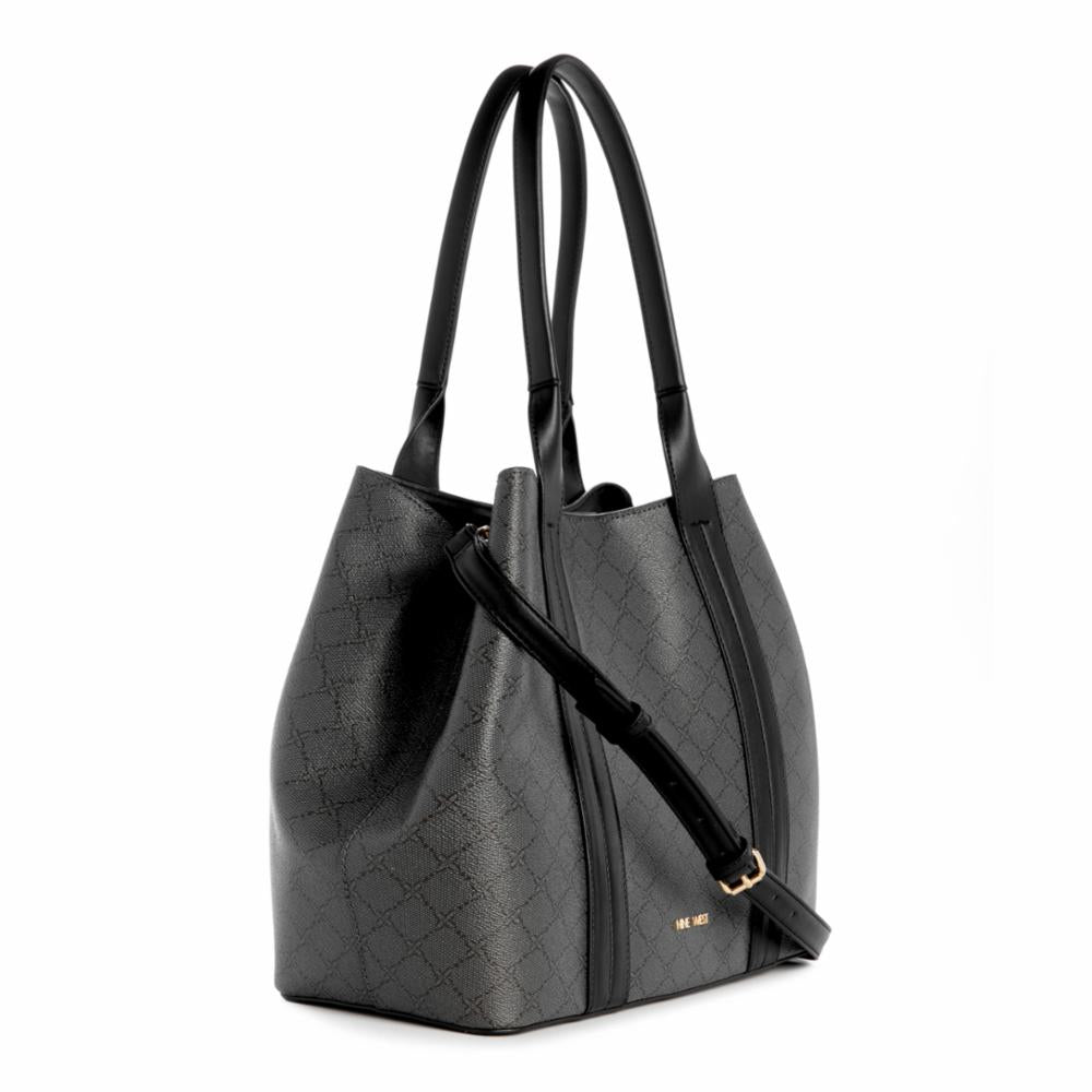 Nine West Handbags KYNDALL TRAP TOTE W/ POUCH ONYX LOGO