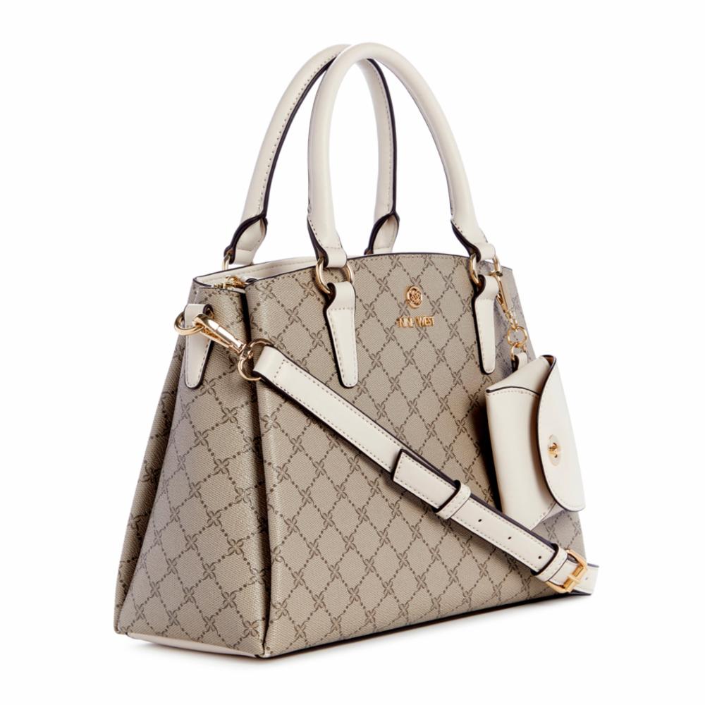 Nine West Handbags SIERA SATCHEL BEIGE LOGO/MILK