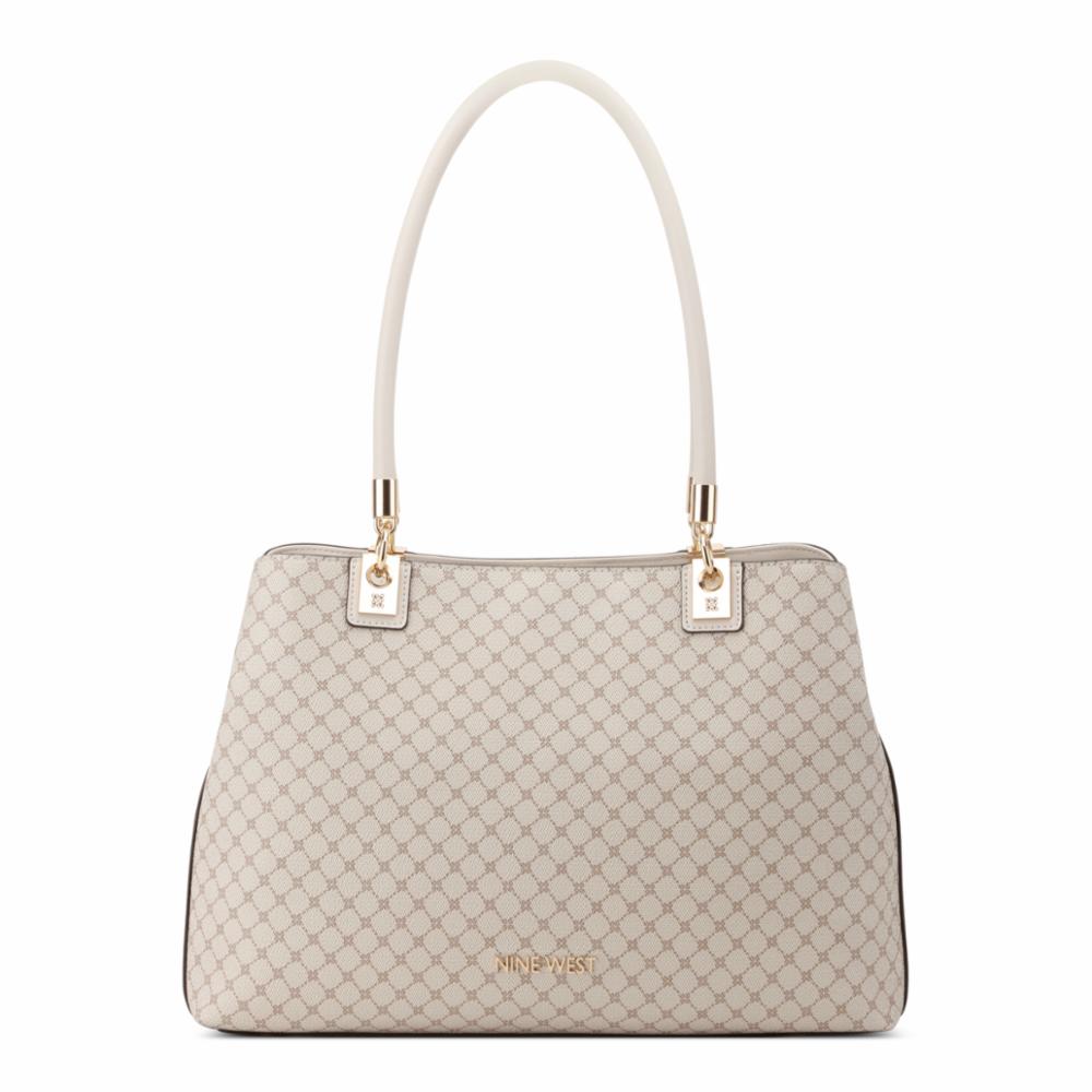 Nine West Handbags DONELLA 3 COMP CARRYALL MUSHROOM LOGO/MILK