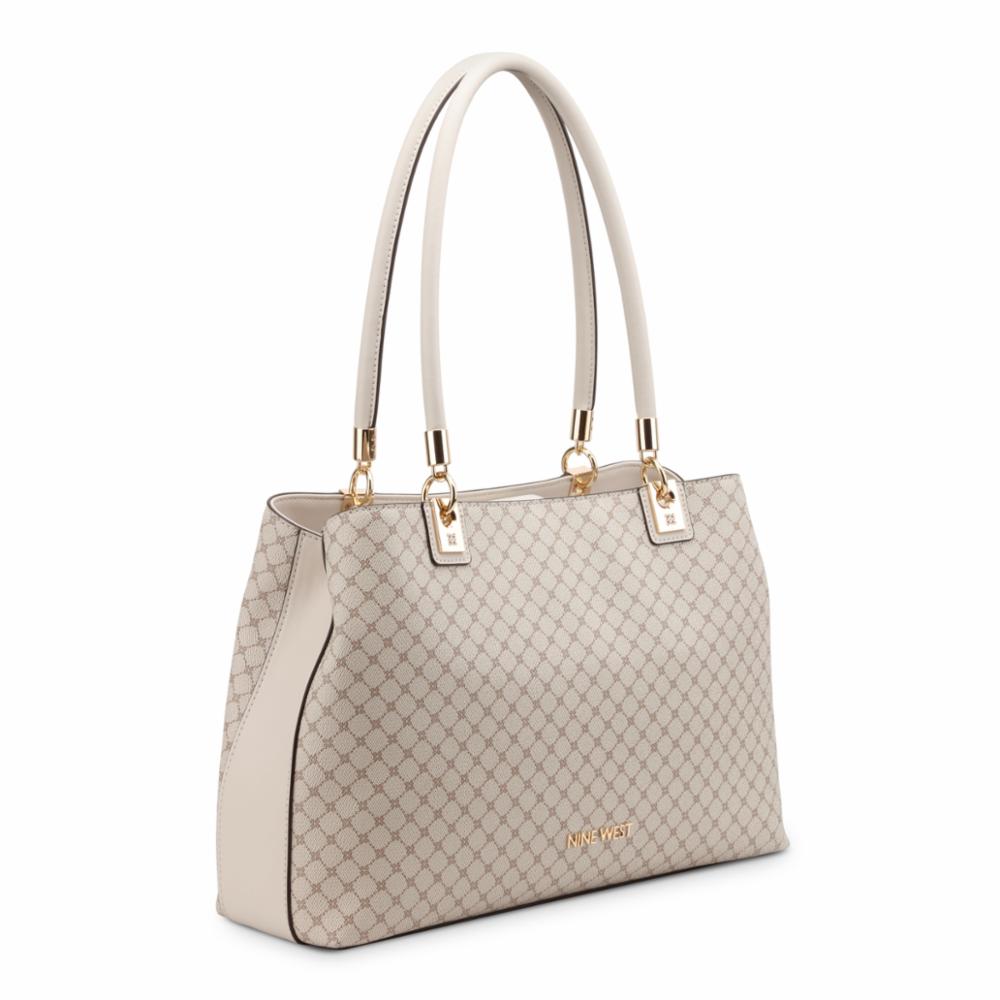 Nine West Handbags DONELLA 3 COMP CARRYALL MUSHROOM LOGO/MILK