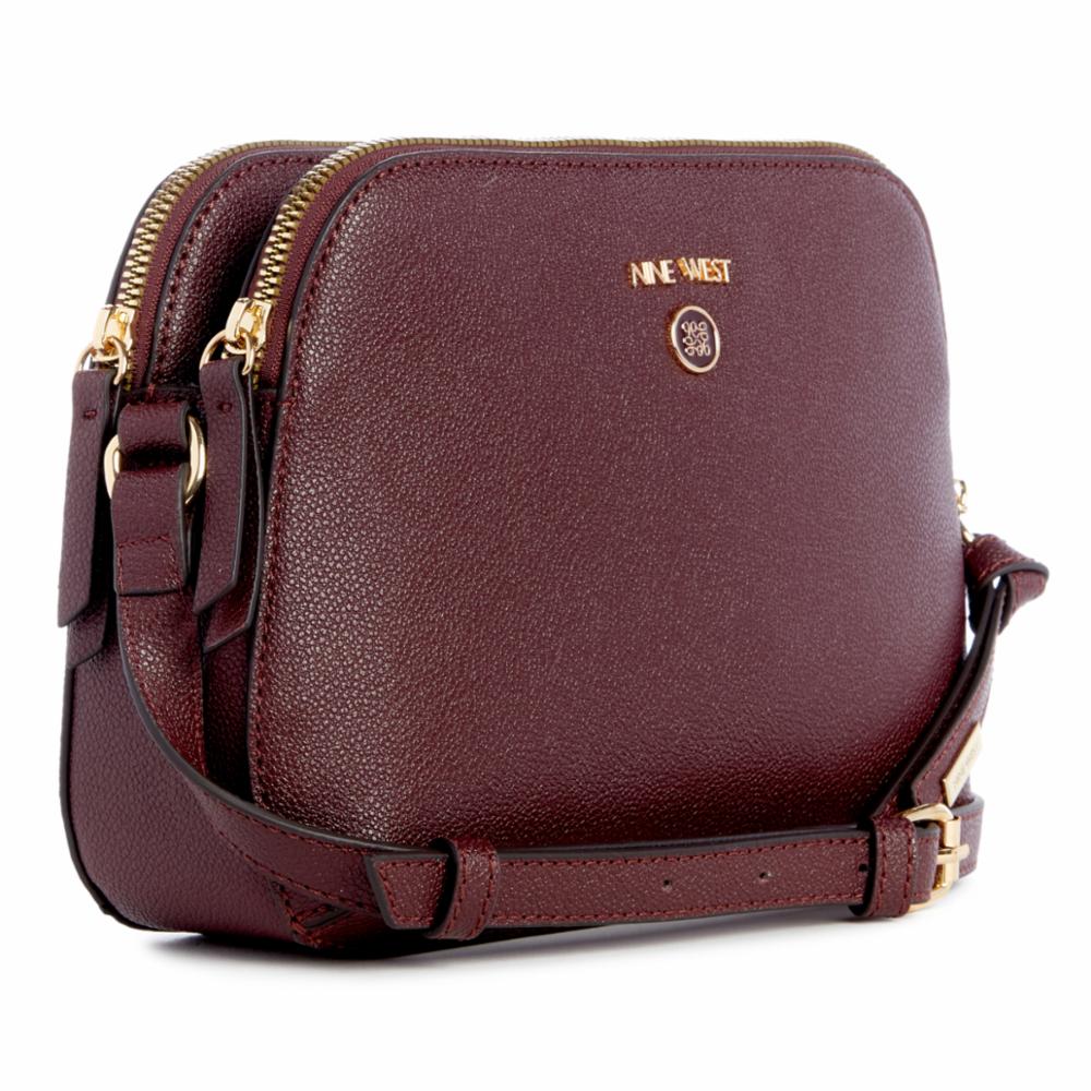 Nine West Handbags ELIENA MINI DBL ZIP CROSSBODY MERLOT