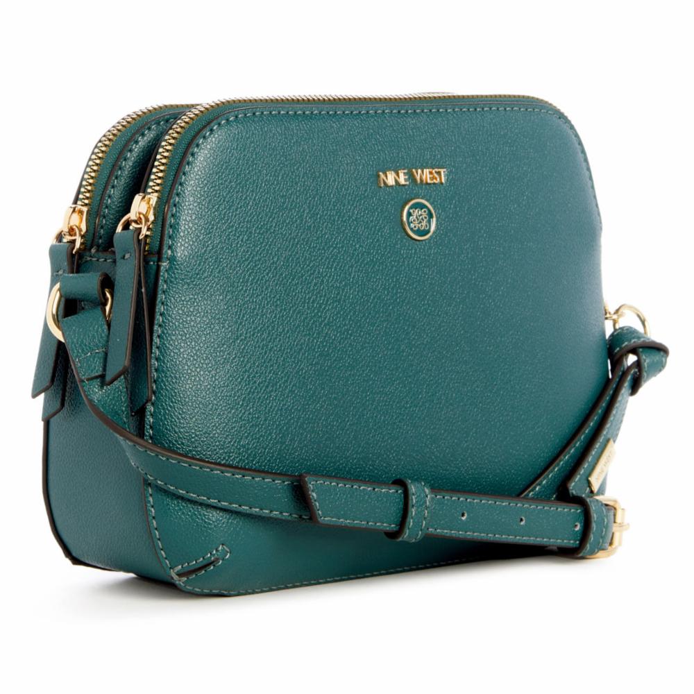 Nine West Handbags ELIENA MINI DBL ZIP CROSSBODY BOTTLE GREEN