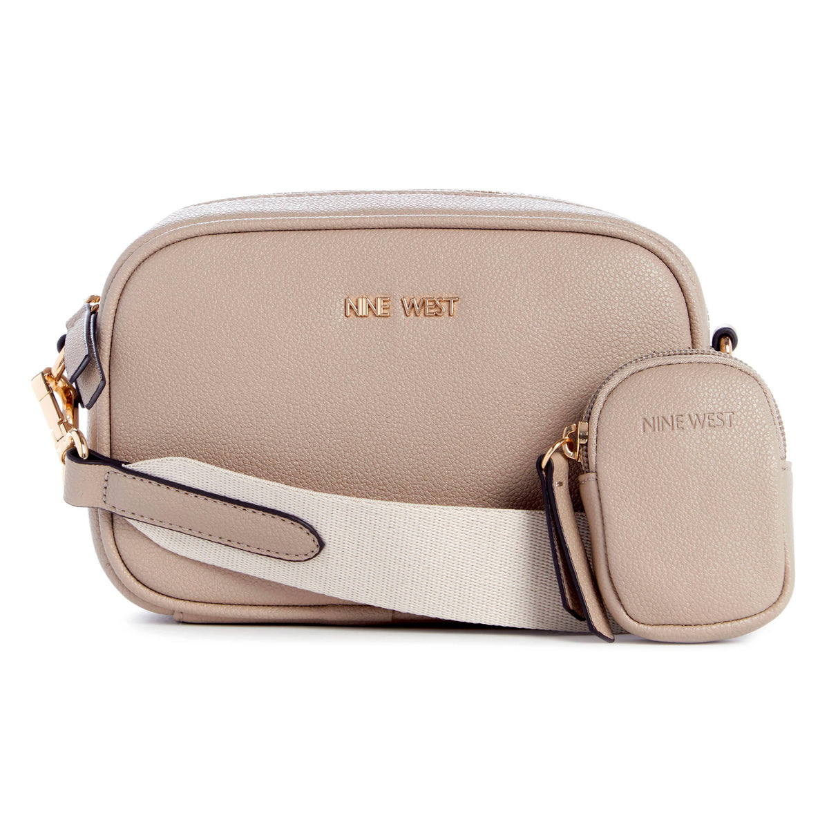 Nine West Handbags PEACHES MINI CAMERA CROSSBODY PUMICE/GOLD