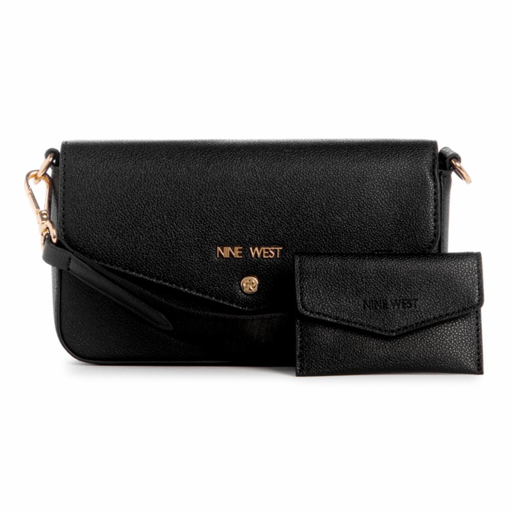 Nine West Handbags PEACHES MINI CROSSBODY FLAP BLACK