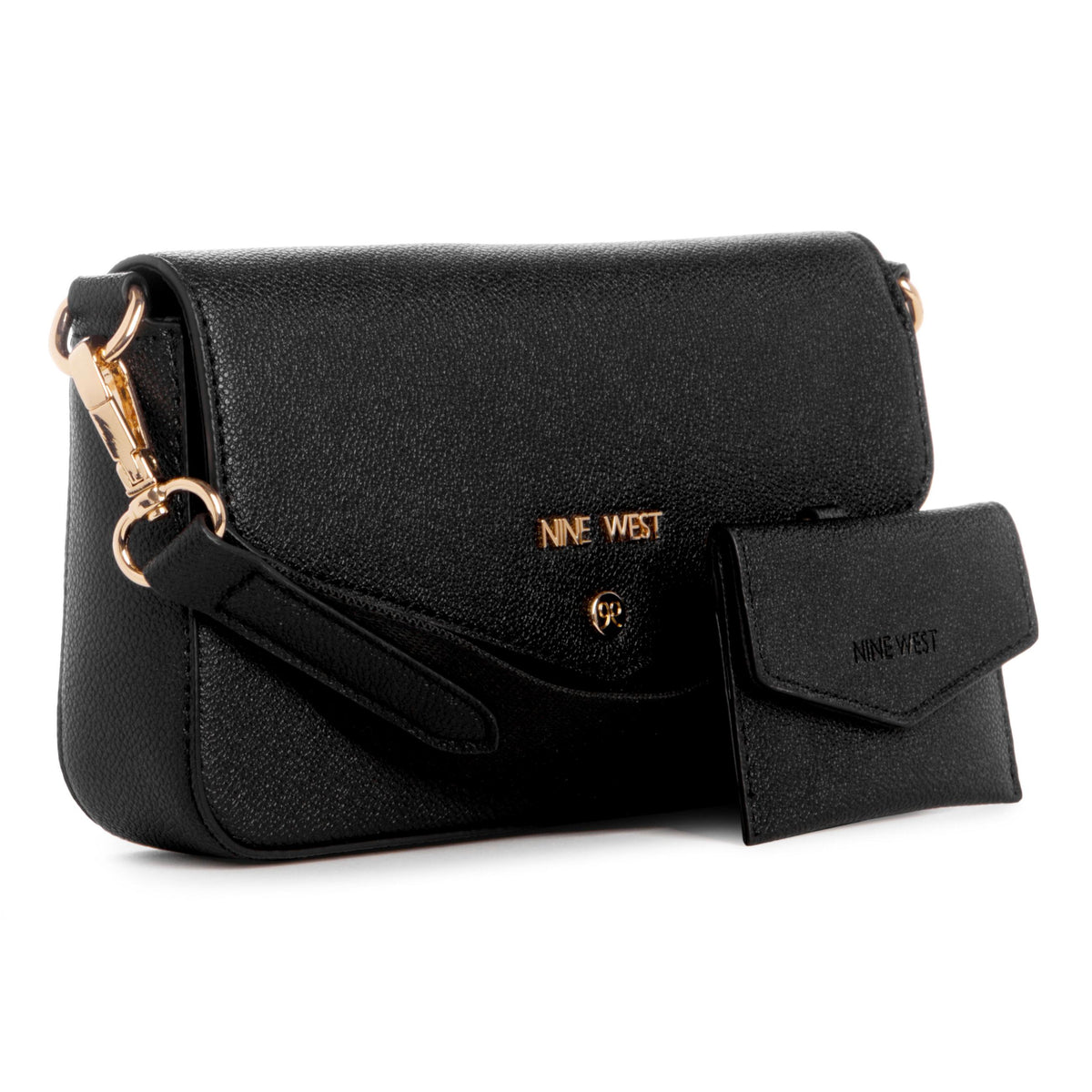 Nine West Handbags PEACHES MINI CROSSBODY FLAP BLACK