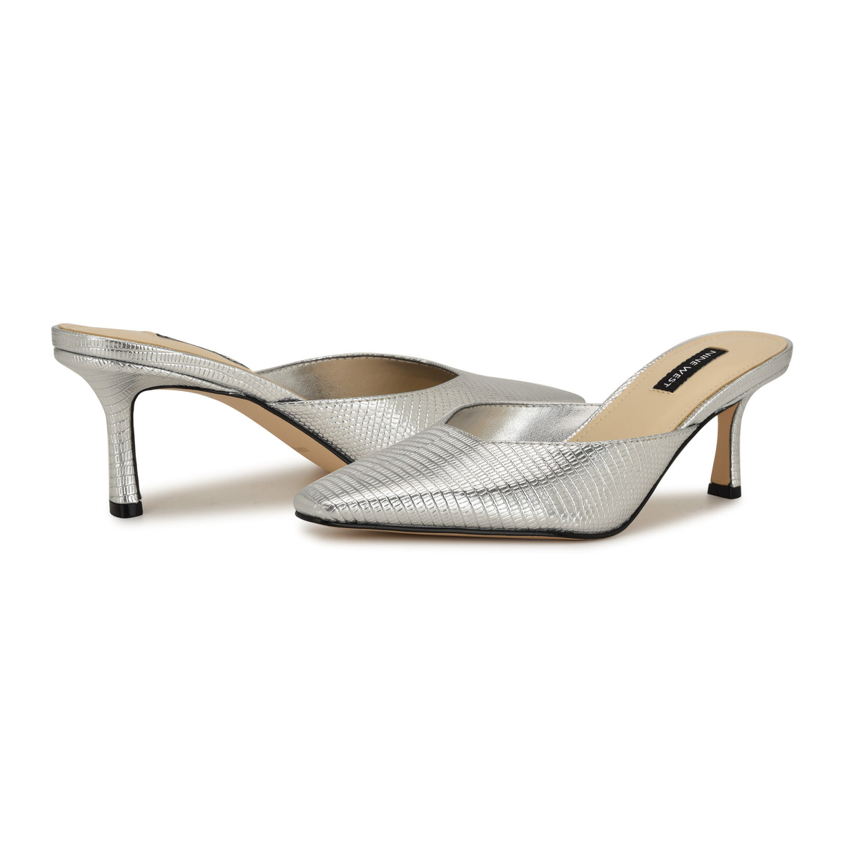 NINE WEST CAMENLA3 SILVER/NEW METALLIC LIZARD PU