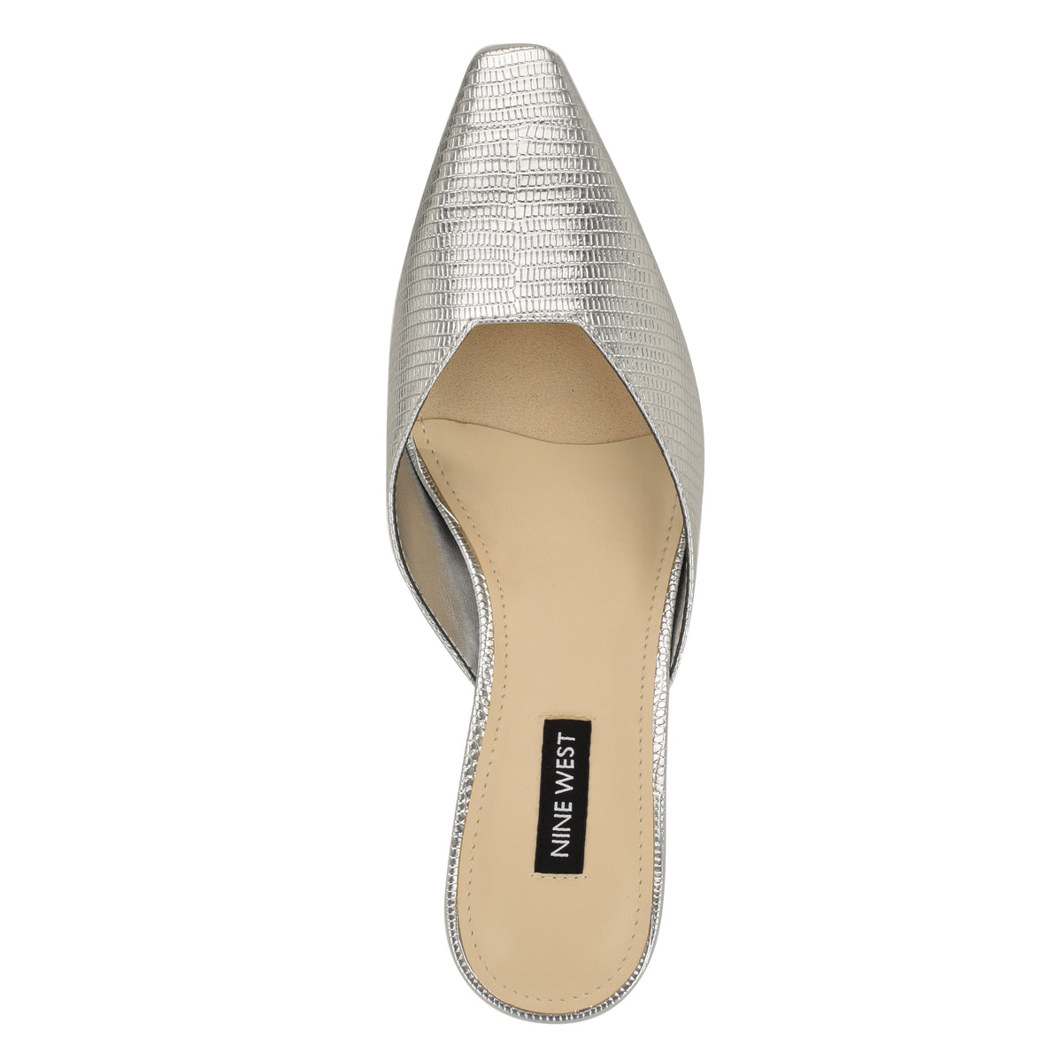 NINE WEST CAMENLA3 SILVER/NEW METALLIC LIZARD PU