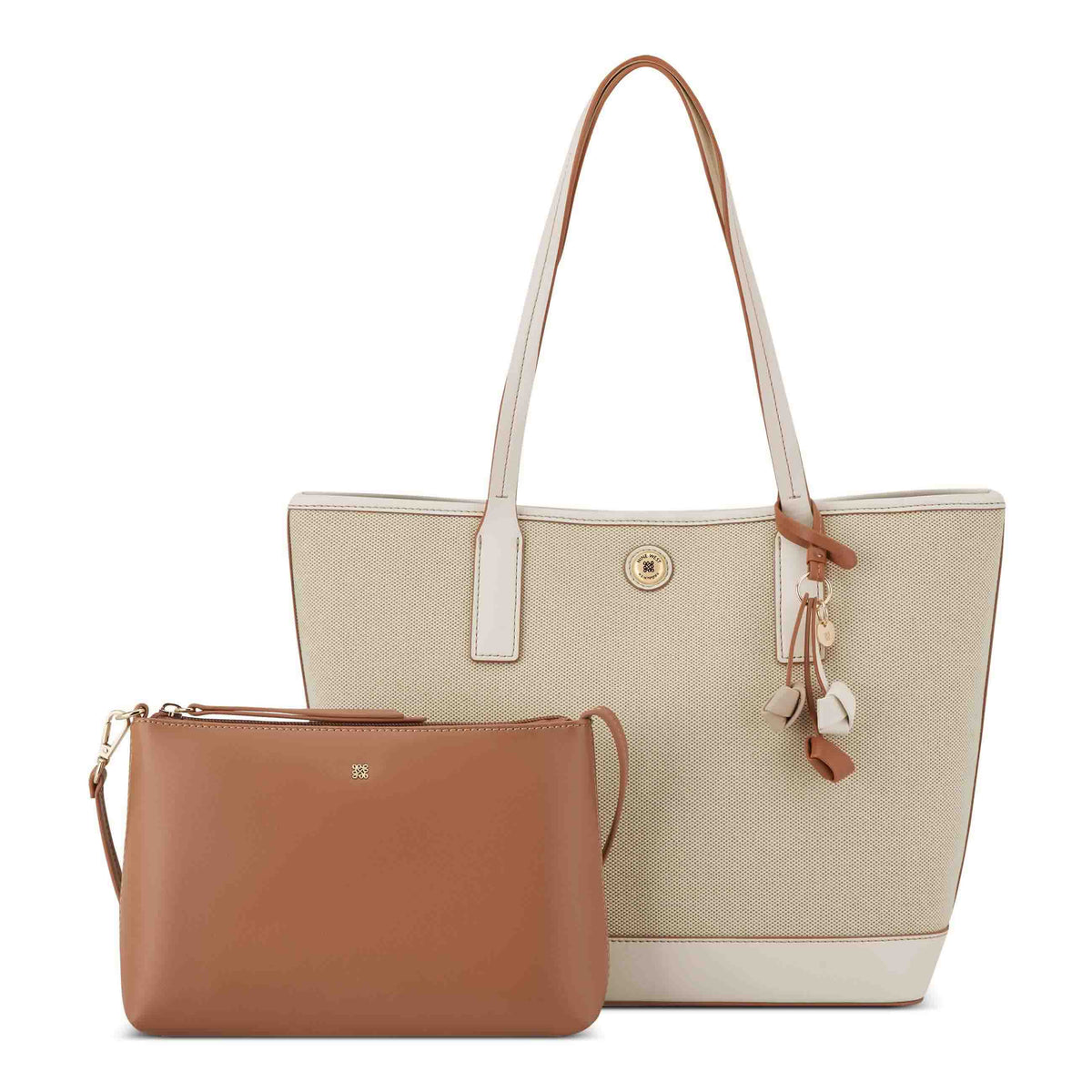 NINE WEST HANDBAGS TALLEY 2 IN 1 TOTE NATURAL/CREAM