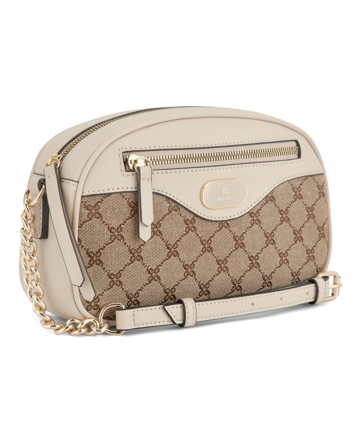 NINE WEST BAGS CALISA CAMERA CROSSBODY MOCHA LOGO/BEIGE