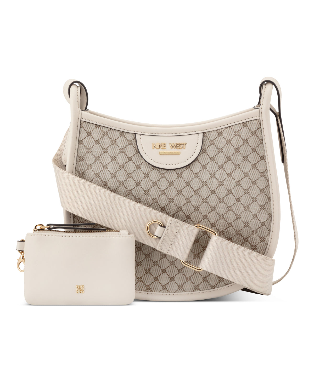 NINE WEST BAGS CALLIOPE SMALL CROSSBODY MUSHROOM LOGO/MILK