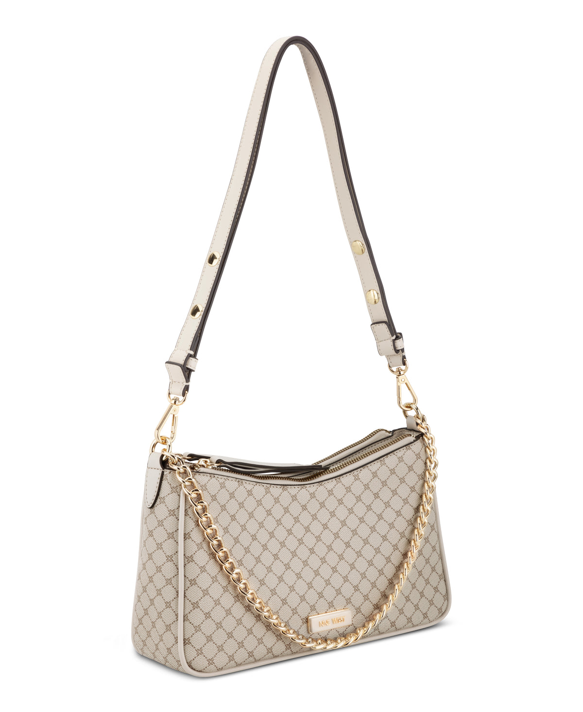 NINE WEST BAGS DENZIELLE CONVERTIBLE SHOULDER MUSHROOM LOGO/MILK