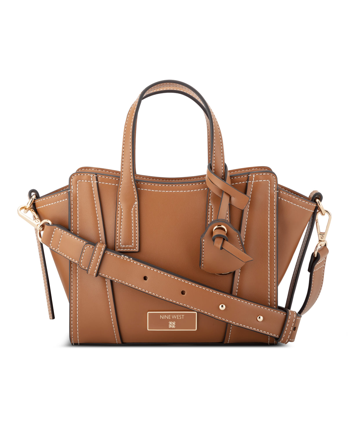 NINE WEST BAGS FLEURA SMALL SATCHEL BRANDY
