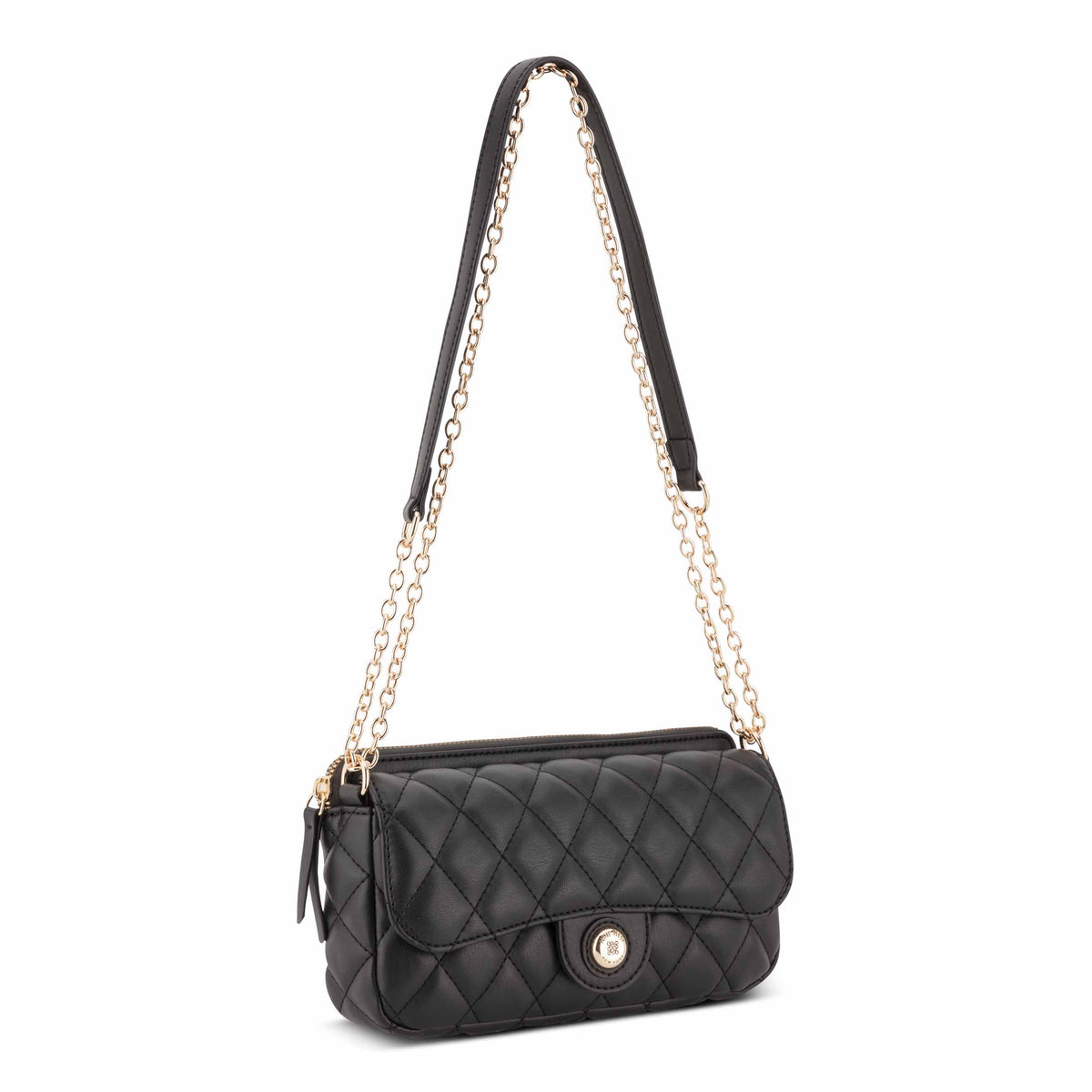 NINE WEST HANDBAGS EMELINA MINI FLAP CROSSBODY BLACK