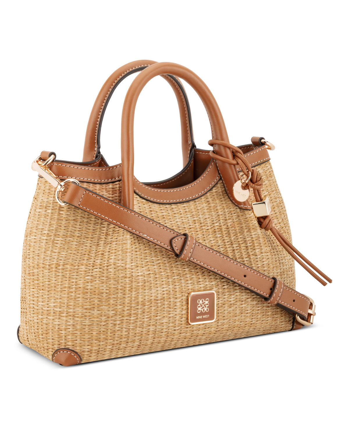 NINE WEST BAGS SULLIVIN SMALL SATCHEL NATURAL/BRANDY