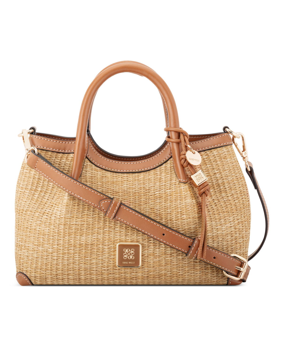 NINE WEST BAGS SULLIVIN SMALL SATCHEL NATURAL/BRANDY