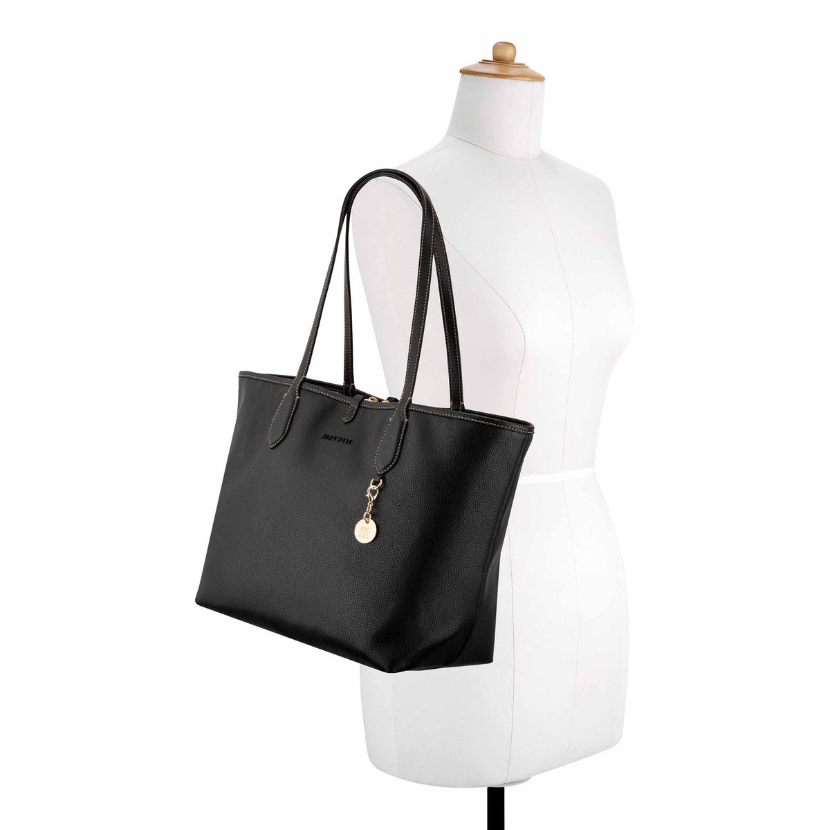 NINE WEST HANDBAGS EMERICK REVERISBLE TOTE NATURAL LOGO/BLACK