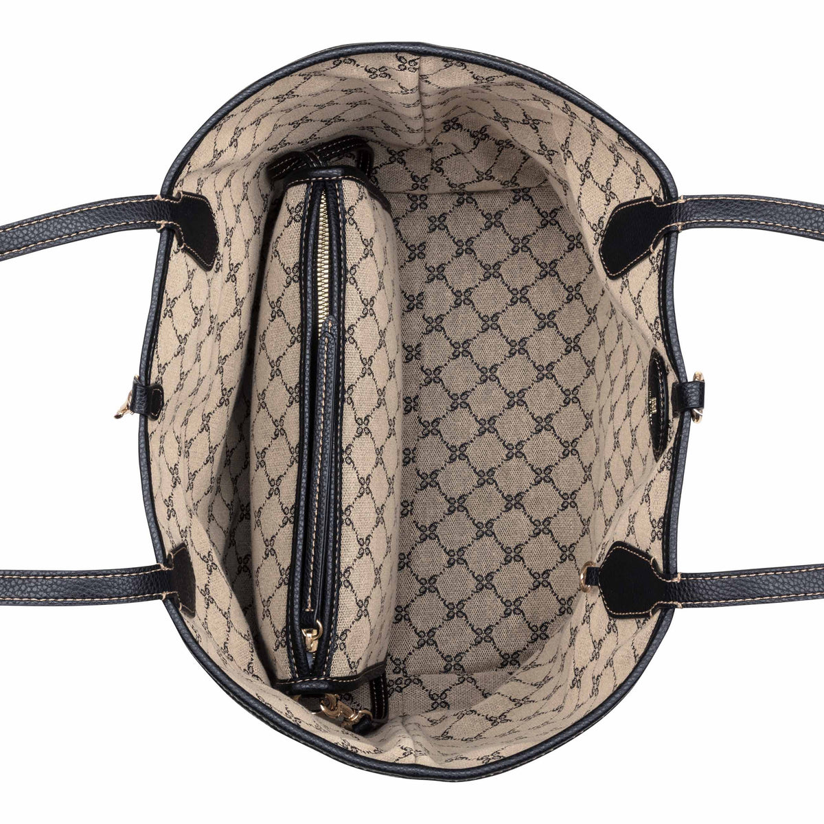 NINE WEST HANDBAGS EMERICK REVERISBLE TOTE NATURAL LOGO/BLACK