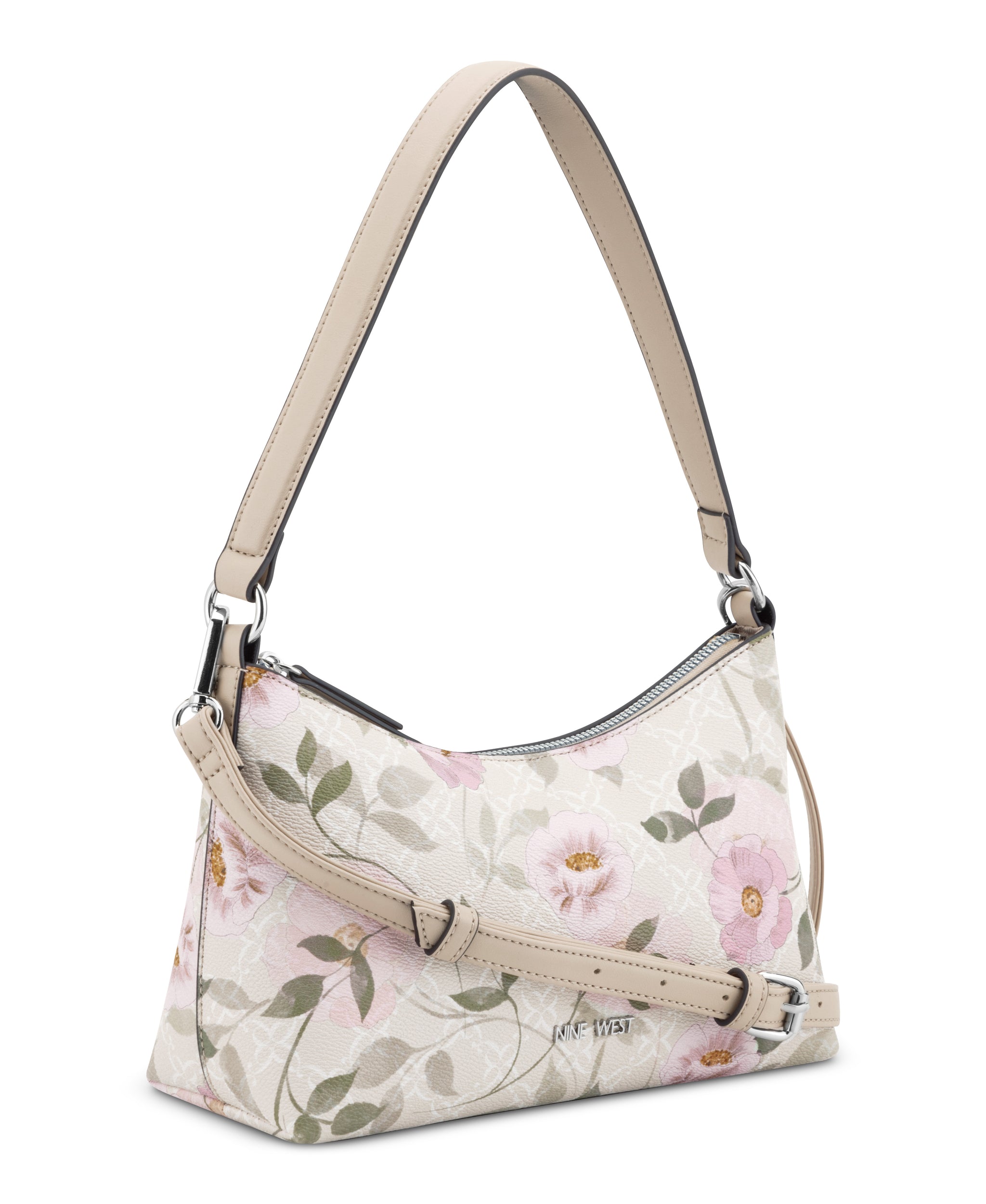 NINE WEST HANDBAGS BRENNAN SHOULDER BAG MILK LOGO FLORAL - Nine