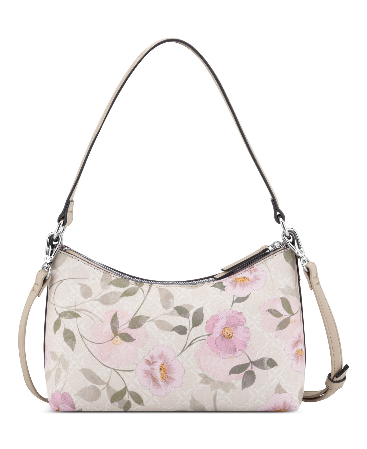 NINE WEST HANDBAGS BRENNAN SHOULDER BAG MILK LOGO FLORAL