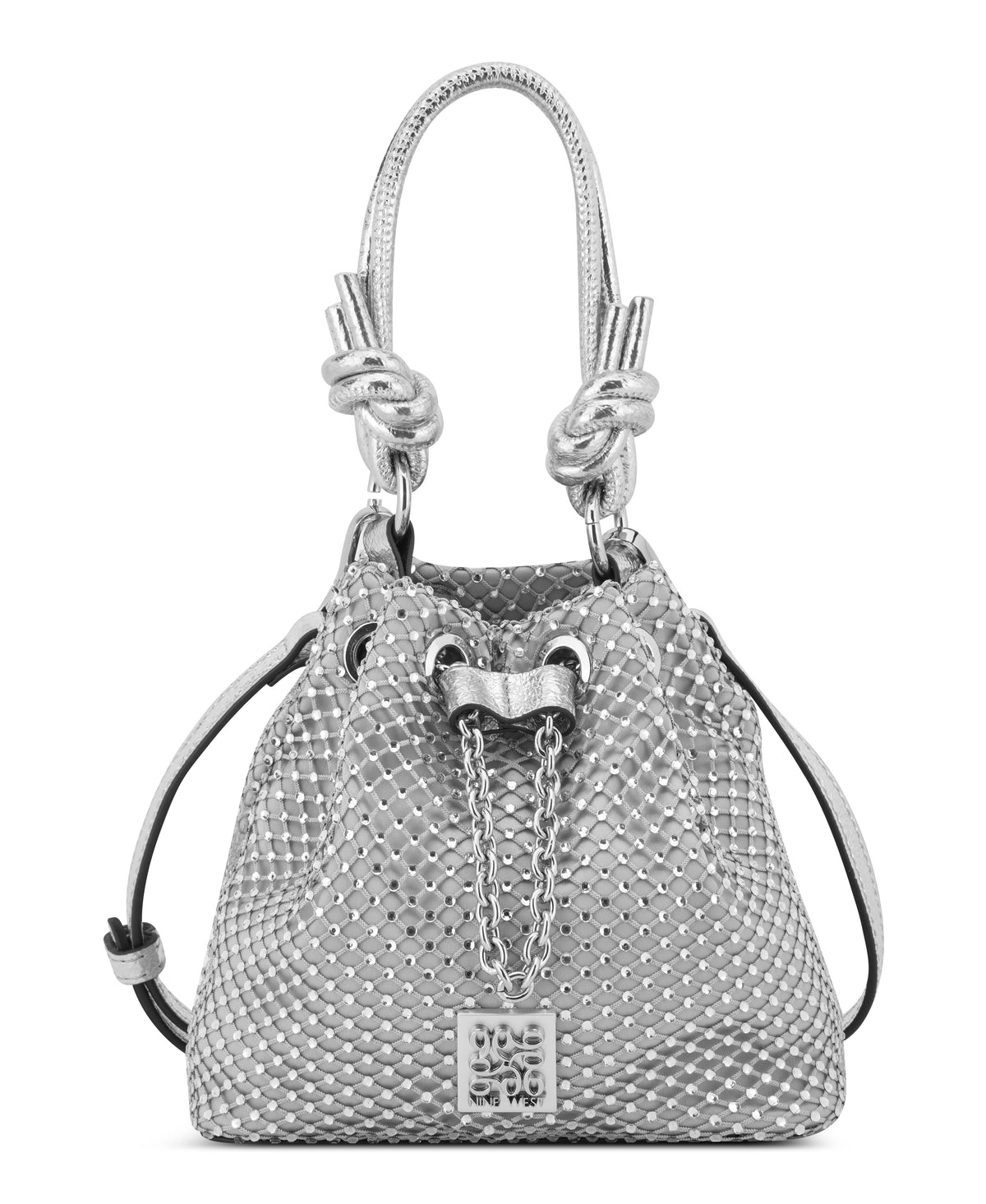 NINE WEST BAGS WRENNA DRAWSTRING BUCKET SILVER