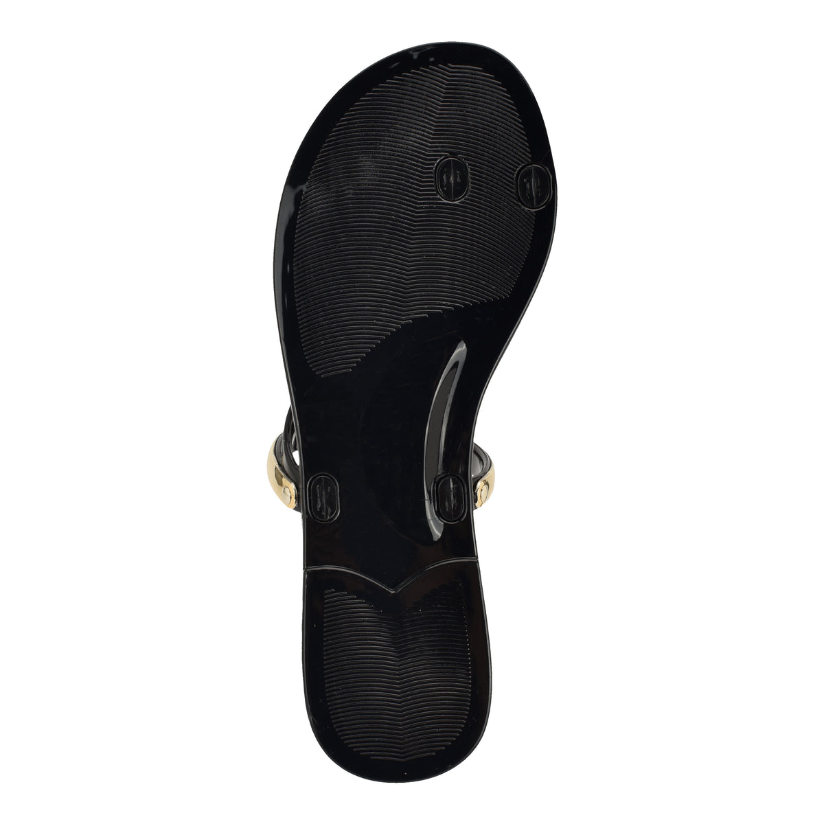 NINE WEST SEASHELL3 BLACK/GOLD13842/FT PVC MOLDED