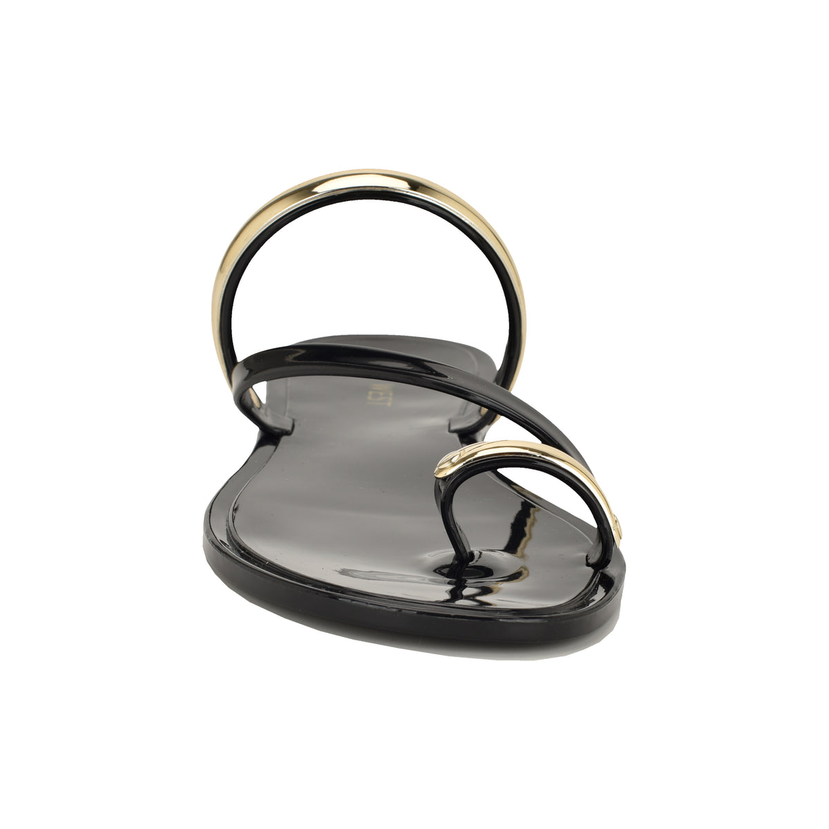 NINE WEST SEASHELL3 BLACK/GOLD13842/FT PVC MOLDED
