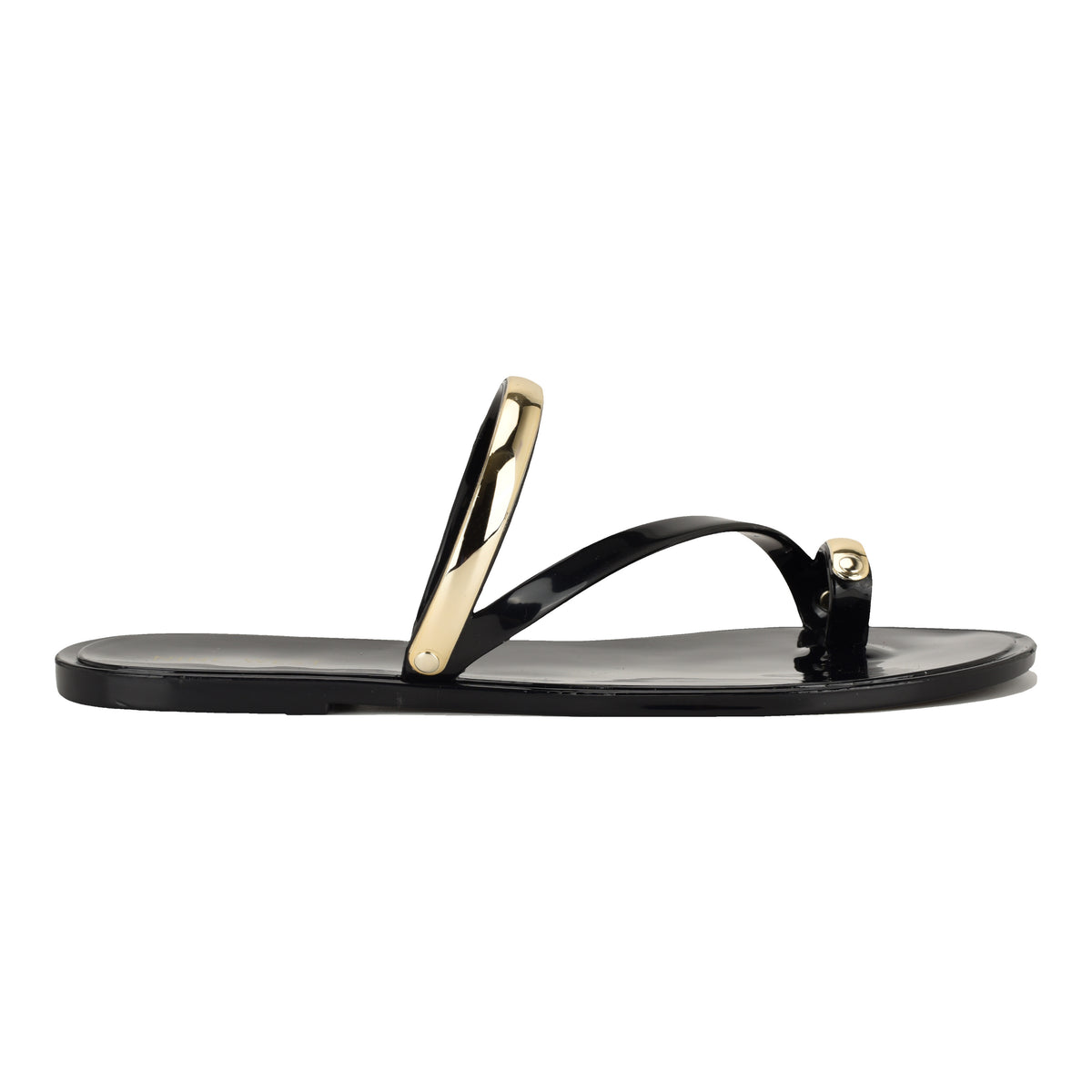NINE WEST SEASHELL3 BLACK/GOLD13842/FT PVC MOLDED