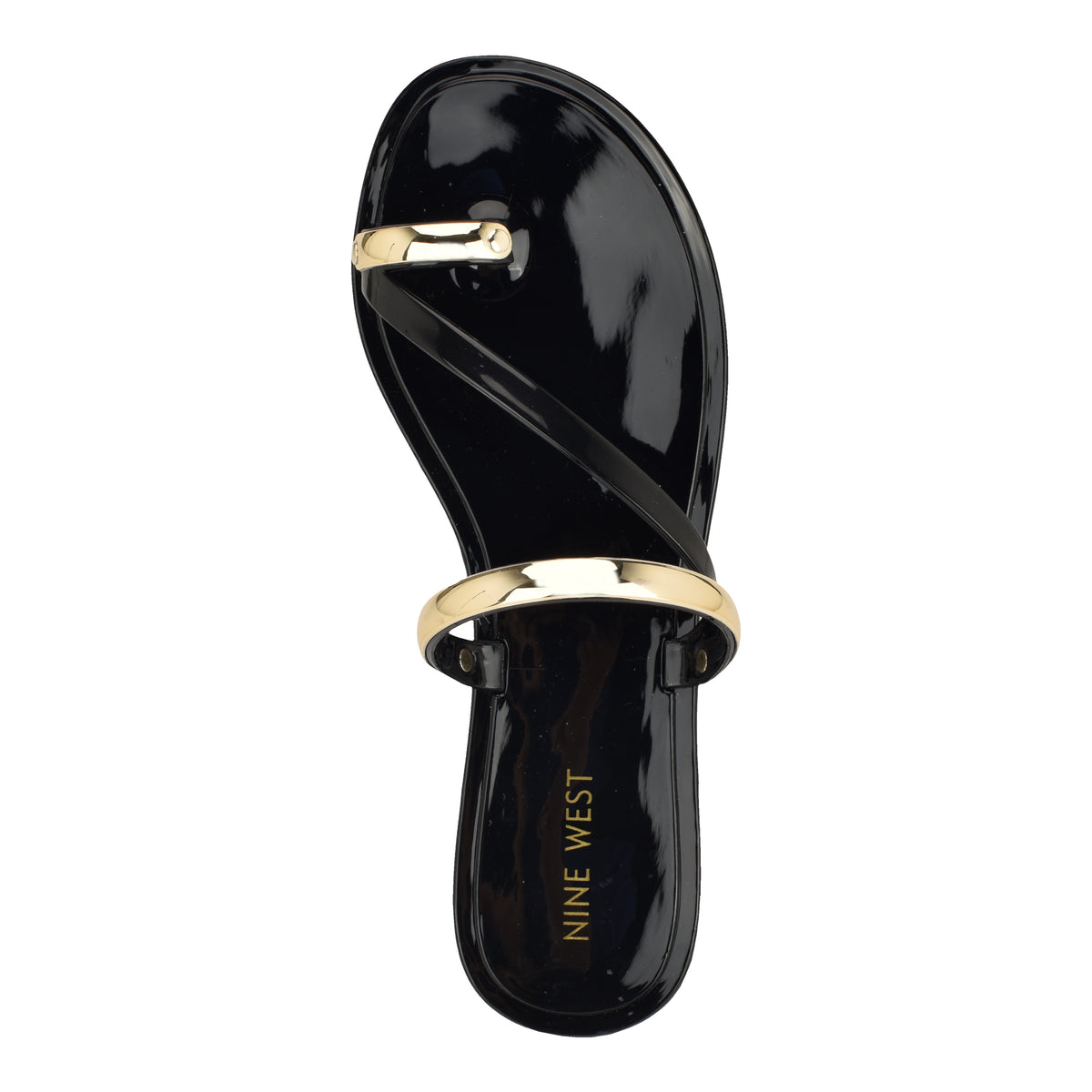 NINE WEST SEASHELL3 BLACK/GOLD13842/FT PVC MOLDED