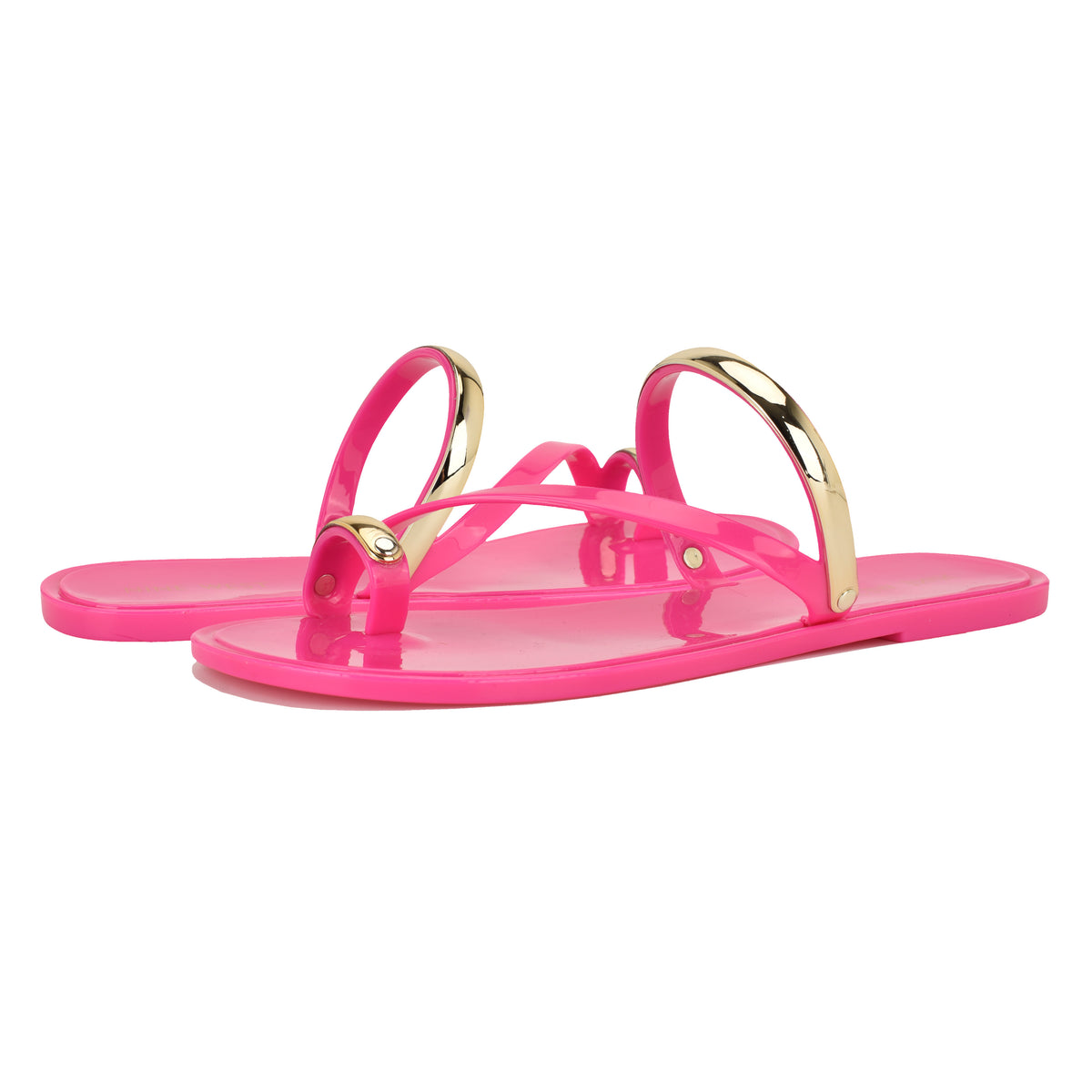 NINE WEST SEASHELL3 NEON PINK/GOLD13842/FT PVC MOL