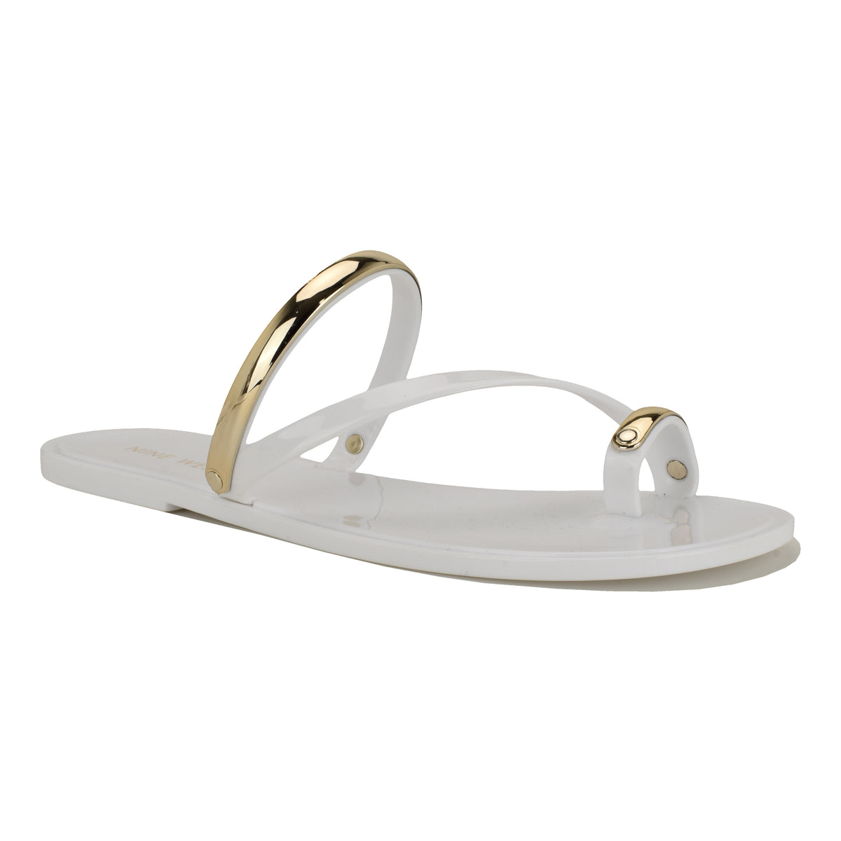 NINE WEST SEASHELL3 WHITE/GOLD13842/FT PVC MOLDED
