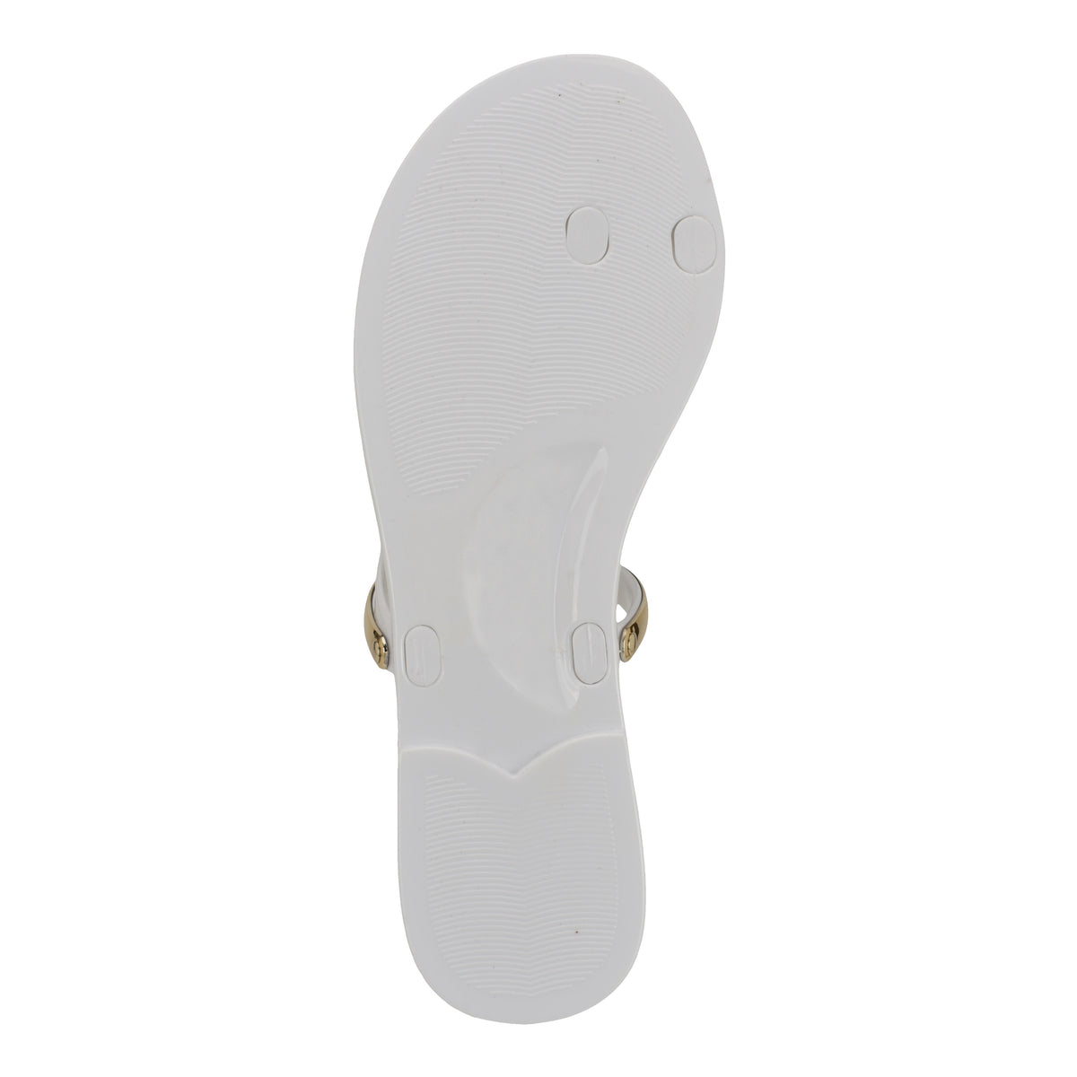 NINE WEST SEASHELL3 WHITE/GOLD13842/FT PVC MOLDED