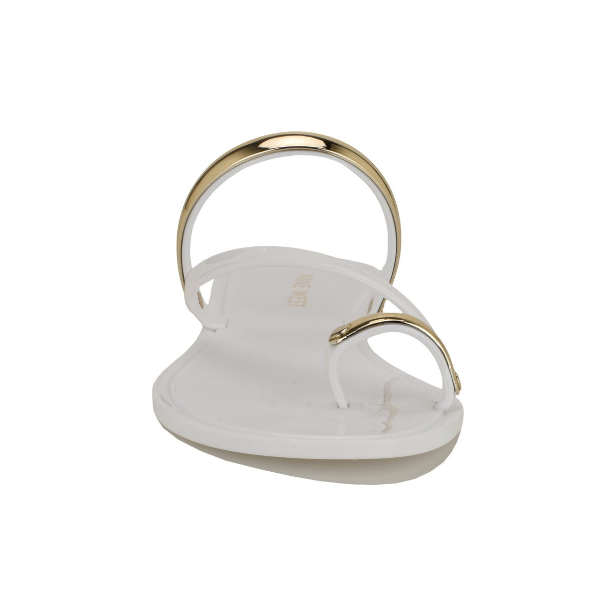NINE WEST SEASHELL3 WHITE/GOLD13842/FT PVC MOLDED