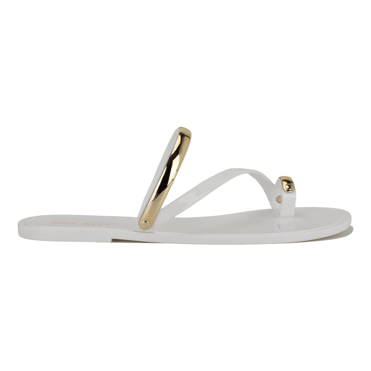 NINE WEST SEASHELL3 WHITE/GOLD13842/FT PVC MOLDED