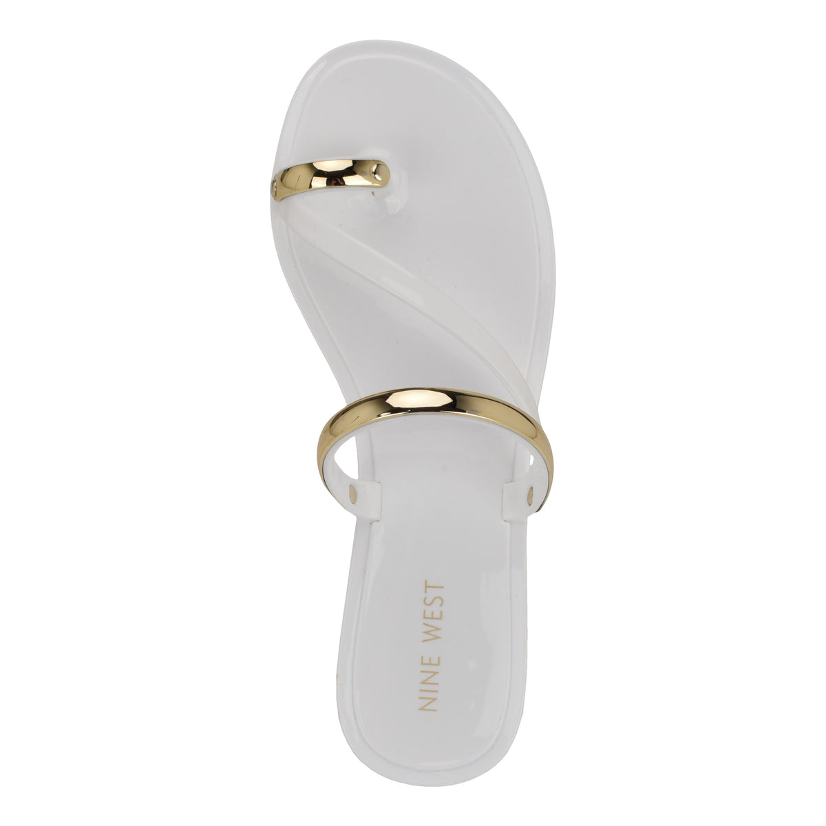 NINE WEST SEASHELL3 WHITE/GOLD13842/FT PVC MOLDED