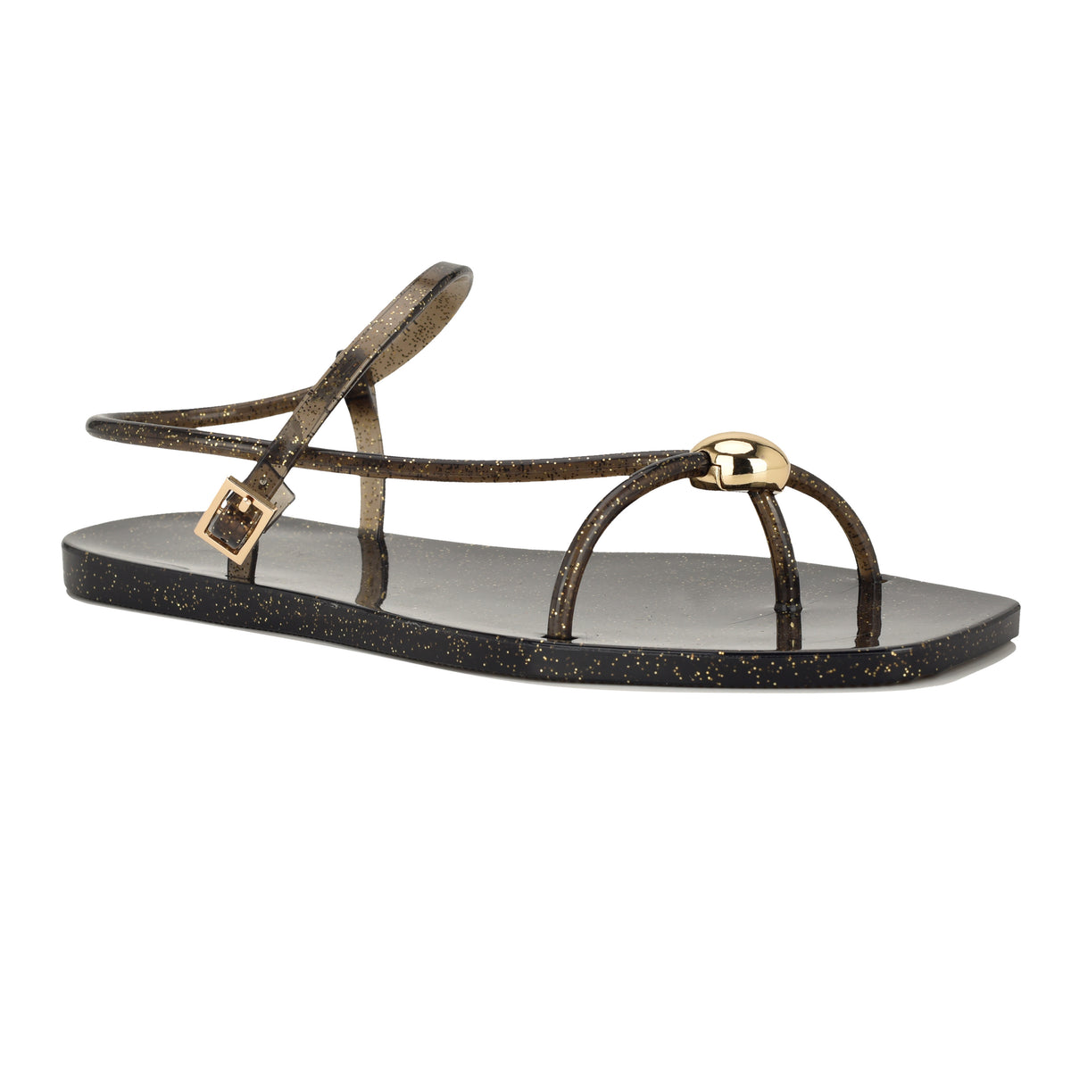 NINE WEST SHELLS3 BLACK WITH GOLD GLITTER/TRANSP