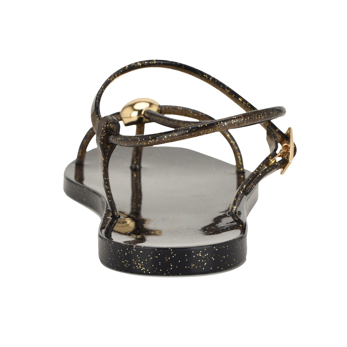 NINE WEST SHELLS3 BLACK WITH GOLD GLITTER/TRANSP
