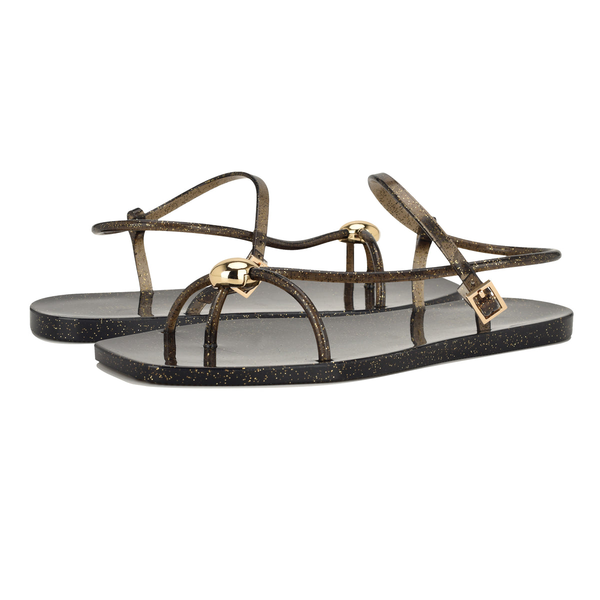 NINE WEST SHELLS3 BLACK WITH GOLD GLITTER/TRANSP