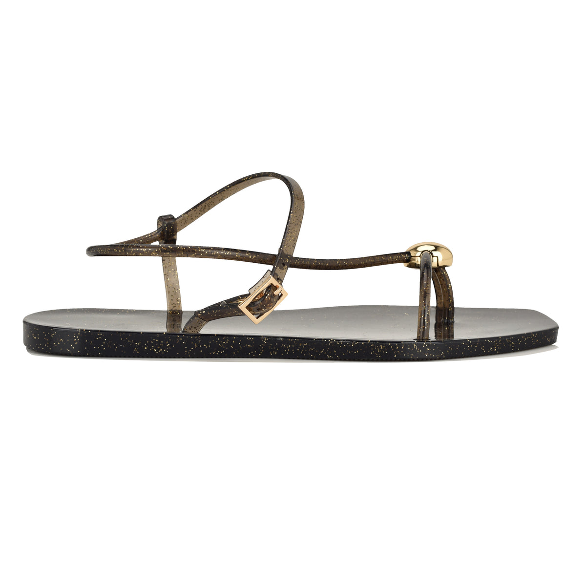 NINE WEST SHELLS3 BLACK WITH GOLD GLITTER/TRANSP