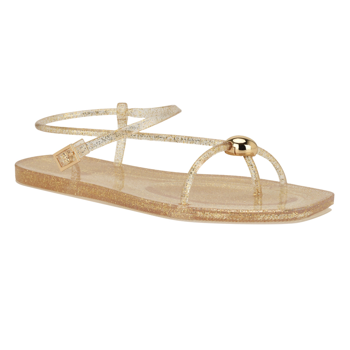 NINE WEST SHELLS3 CLEAR WITH GOLD GLITTER14173