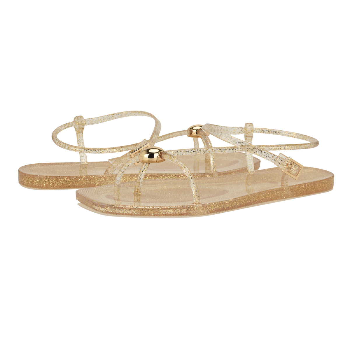 NINE WEST SHELLS3 CLEAR WITH GOLD GLITTER14173