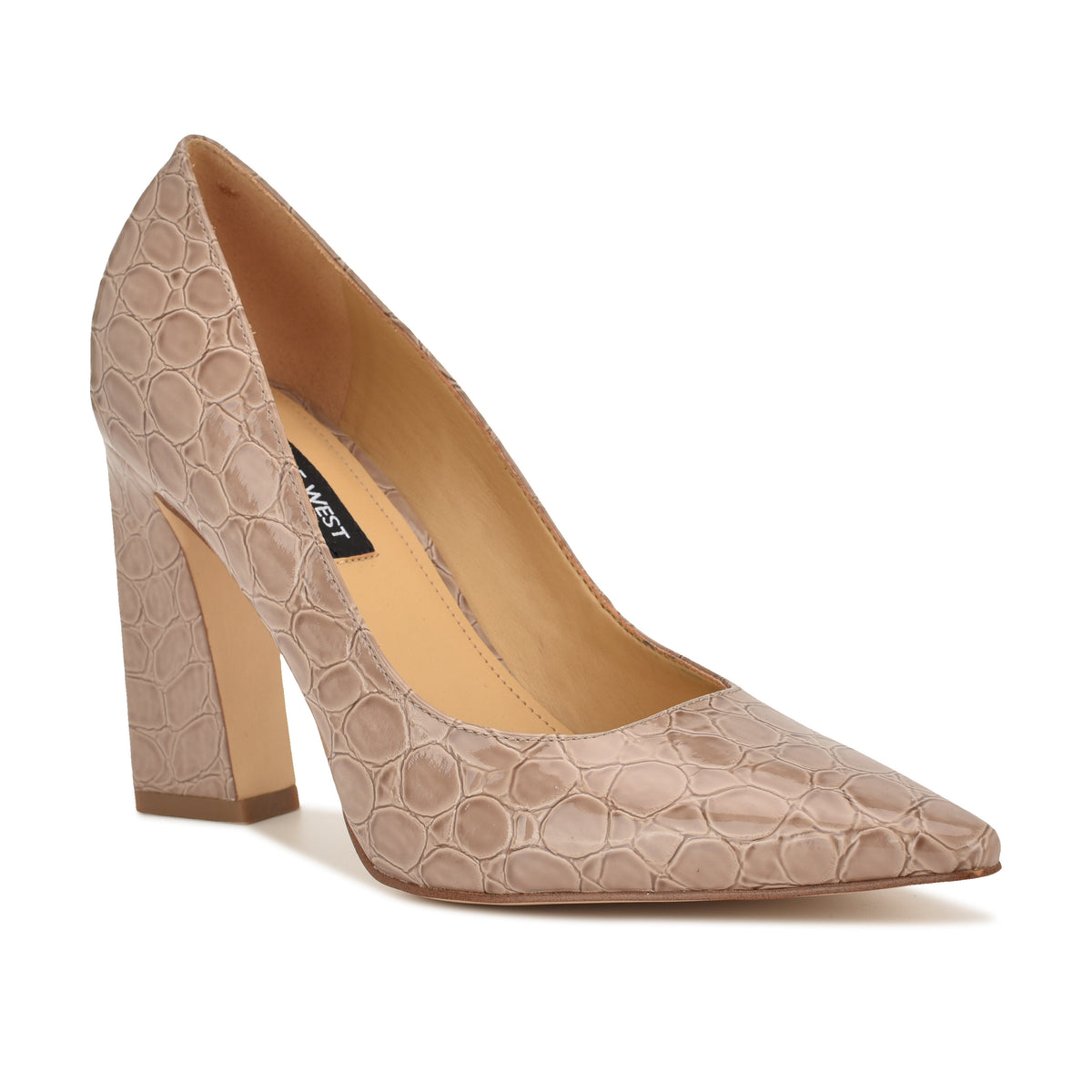 NINE WEST TAMANT3 TAN/PATENT ROUND CROCO PU