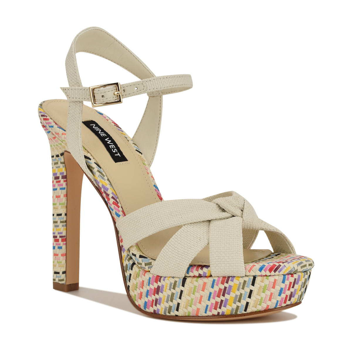 NINE WEST WINDEE2 LT CHIC CREAM/WOVEN RAFFIA JH2